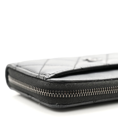 Chanel Pearly Lambskin Quilted Zip Card Holder So Black 9 of 10