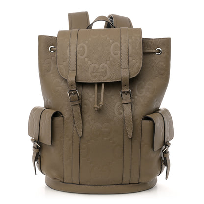 Gucci Piuma Calfskin Jumbo GG Embossed Double Buckle Backpack Good Taupe 1 of 11