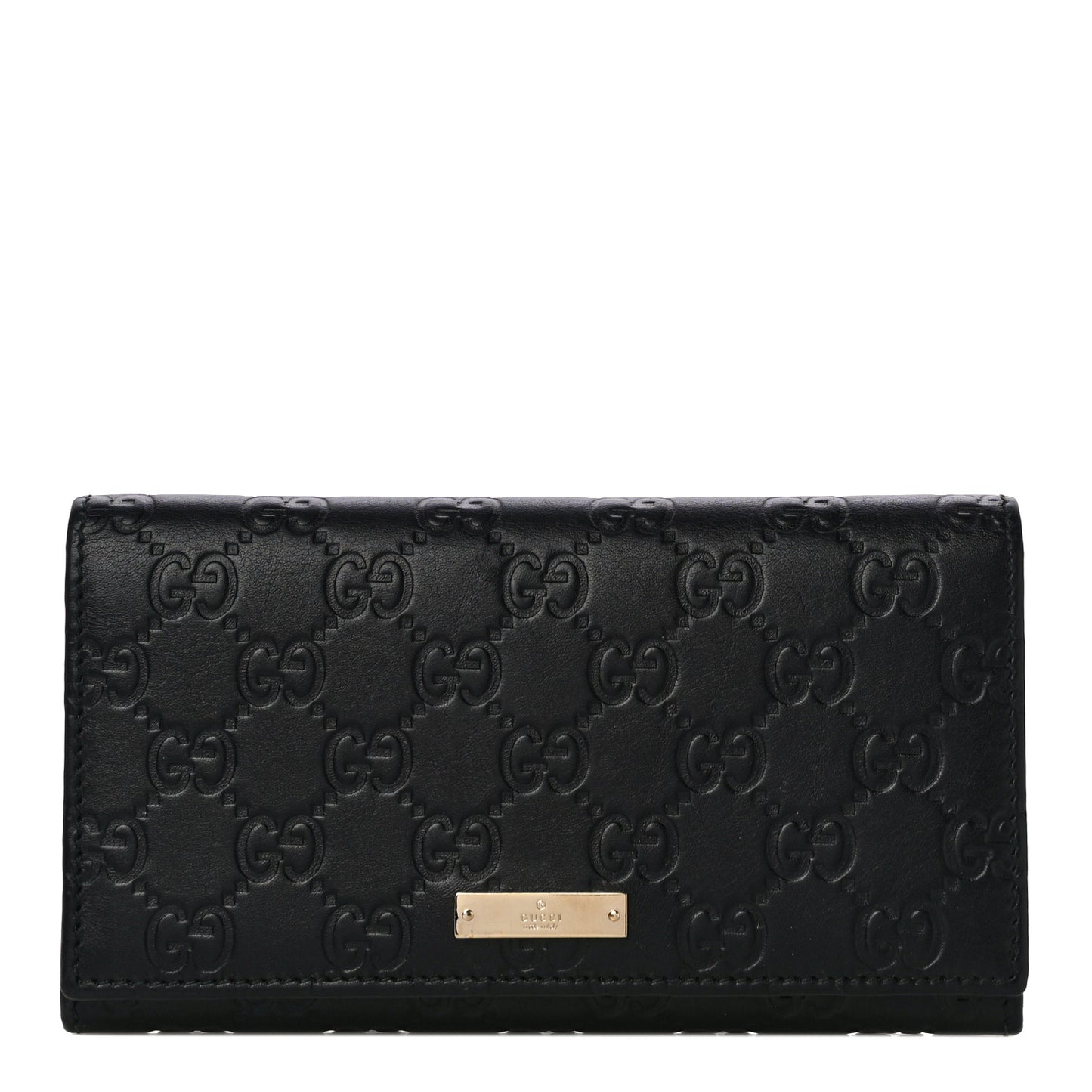 Guccissima Metal Bar Continental Flap Wallet Black