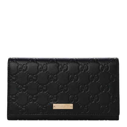 Gucci Guccissima Metal Bar Continental Flap Wallet Black 1 of 11