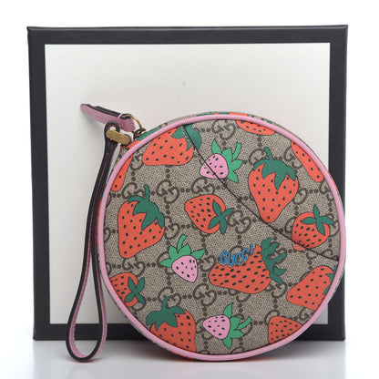 Gucci GG Supreme Monogram Strawberry Round Wrist Wallet 9 of 9