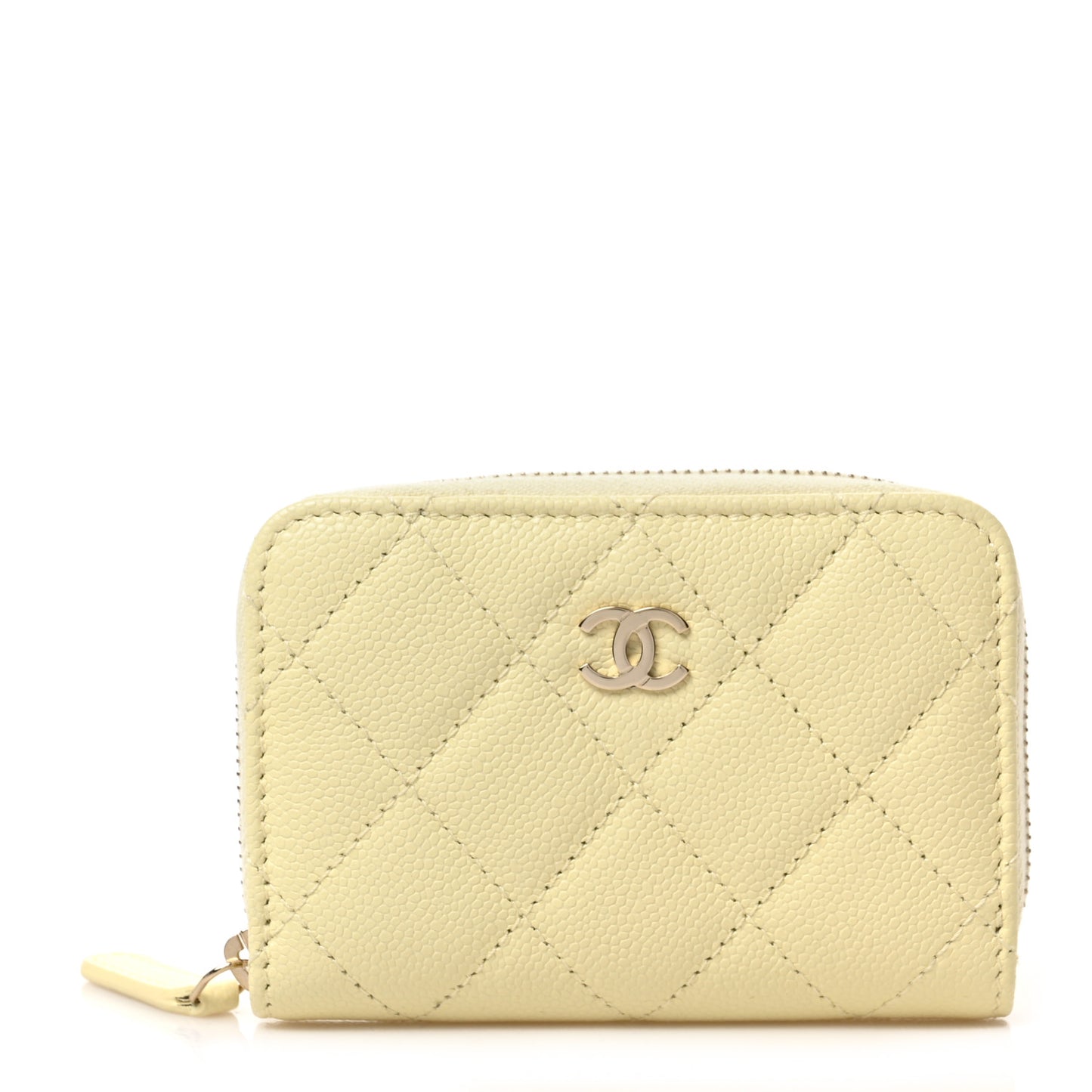 Caviar Quilted Zip Coin Purse Yellow