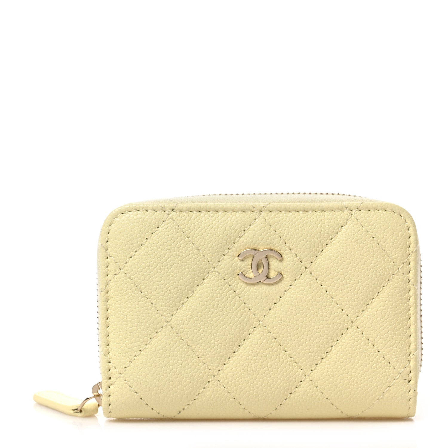 Chanel Caviar Quilted Zip Coin Purse Yellow 1 of 7