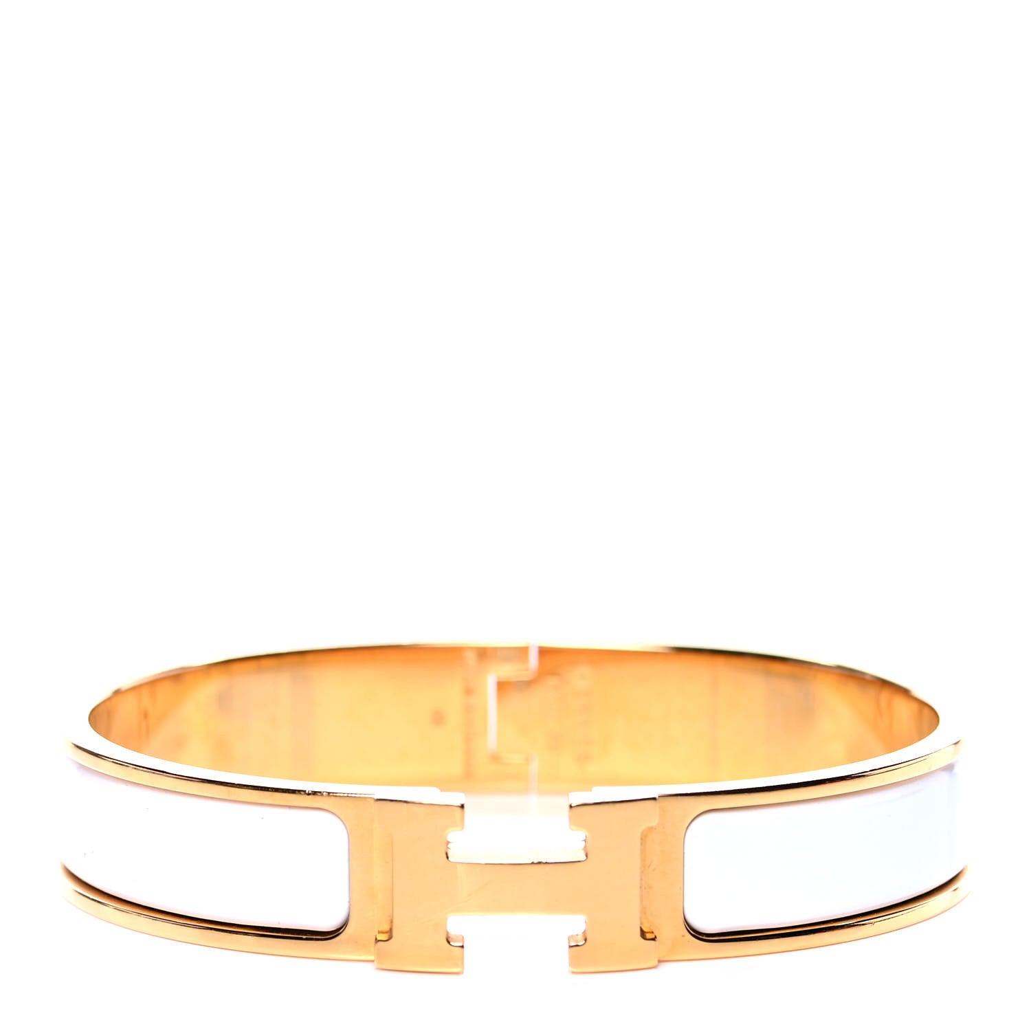 Hermes Enamel Narrow Clic Clac H Bracelet GM White 1 of 6