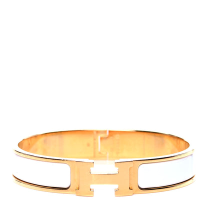 Hermes Enamel Narrow Clic Clac H Bracelet GM White 1 of 6