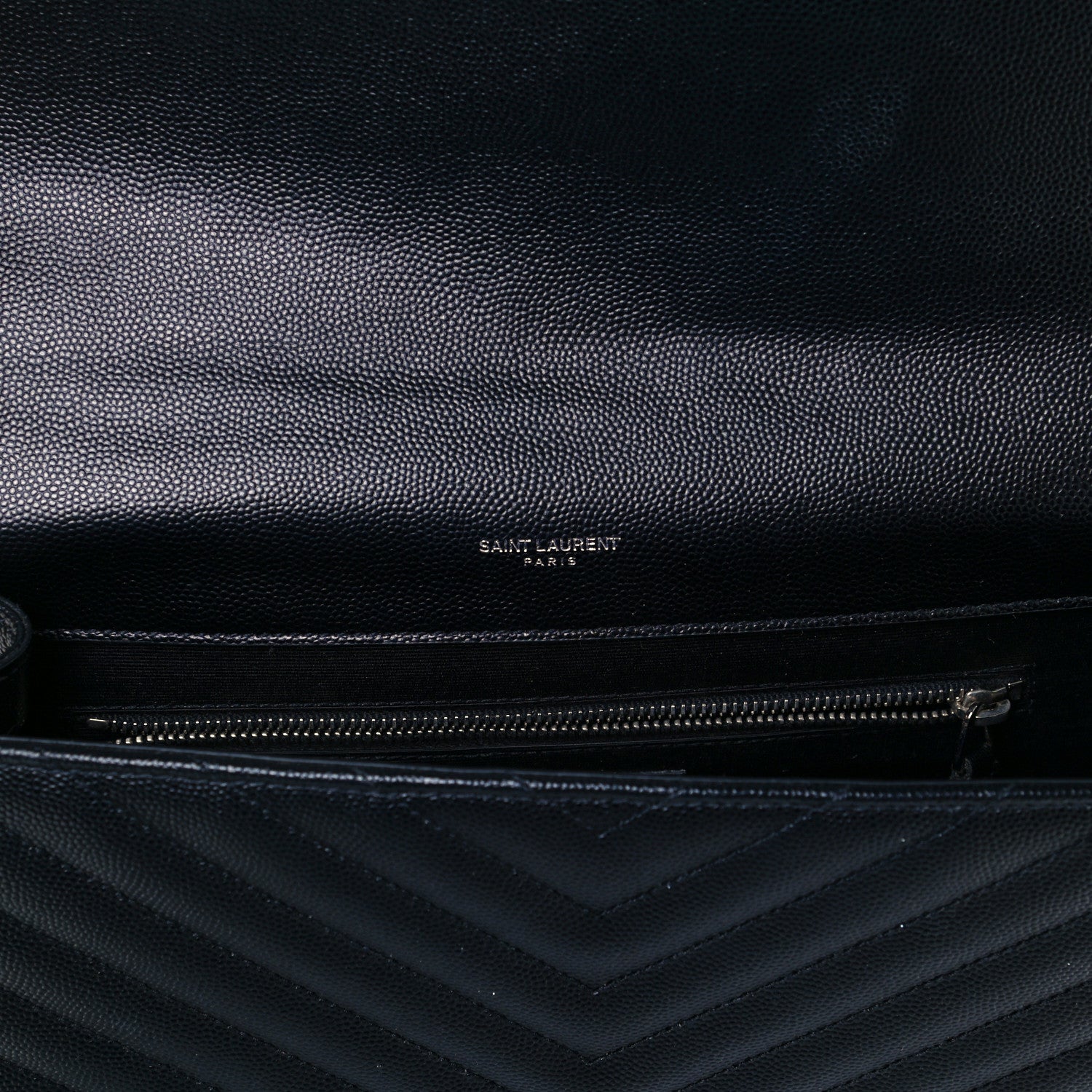 Saint Laurent Grain De Poudre Matelasse Chevron Large Monogram Satchel Black 6 of 11