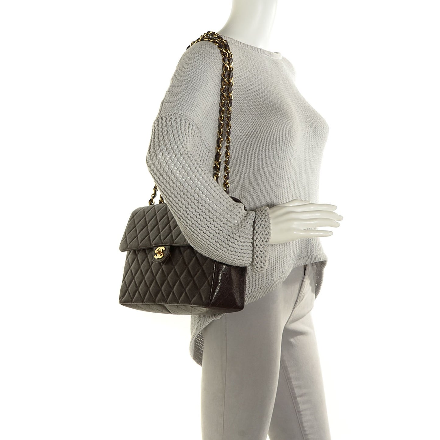 Caviar Quilted Jumbo Single Flap Brown