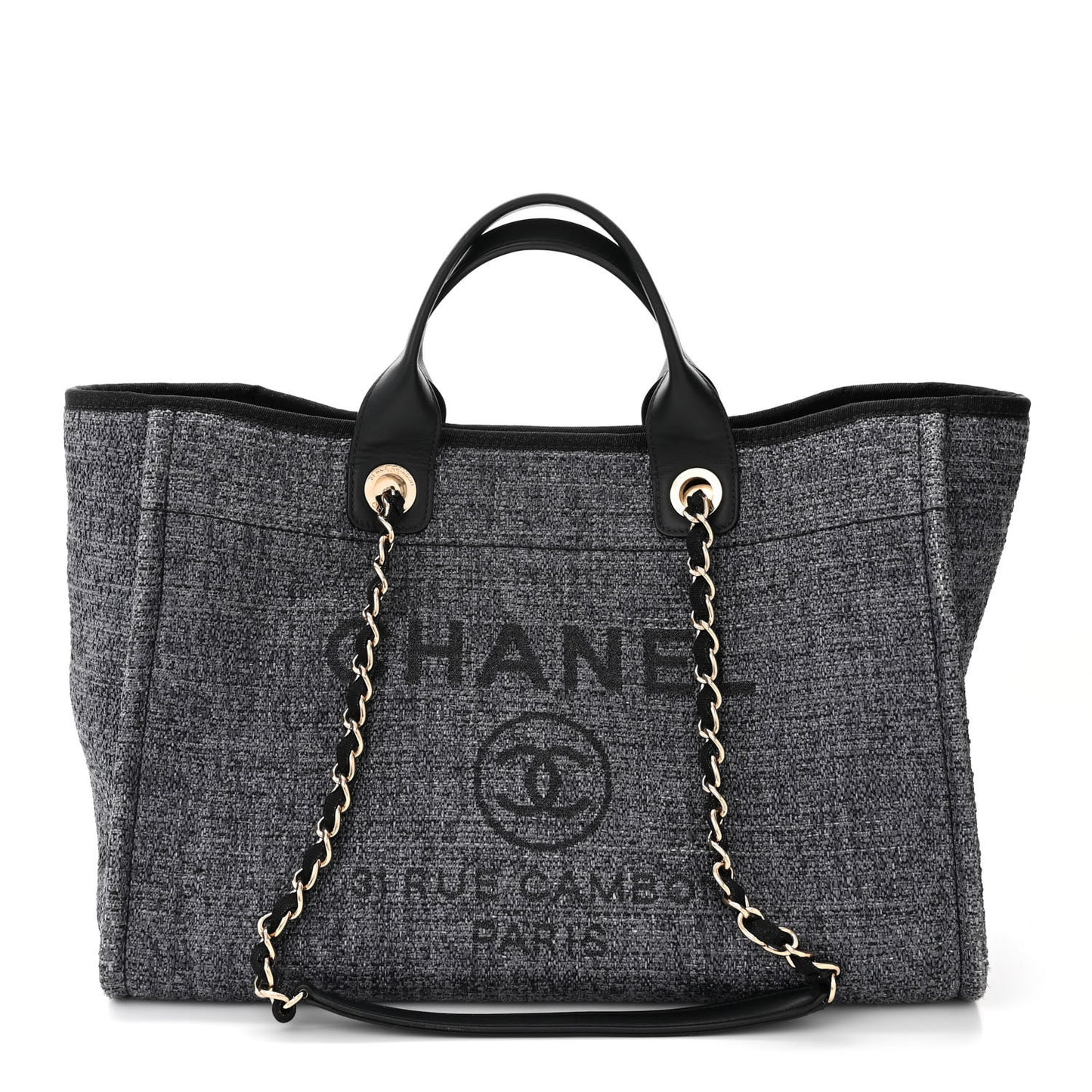 Lurex Boucle Medium Deauville Tote Black