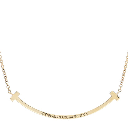 Tiffany 18K Yellow Gold Diamond Small T Smile Pendant Necklace 4 of 7