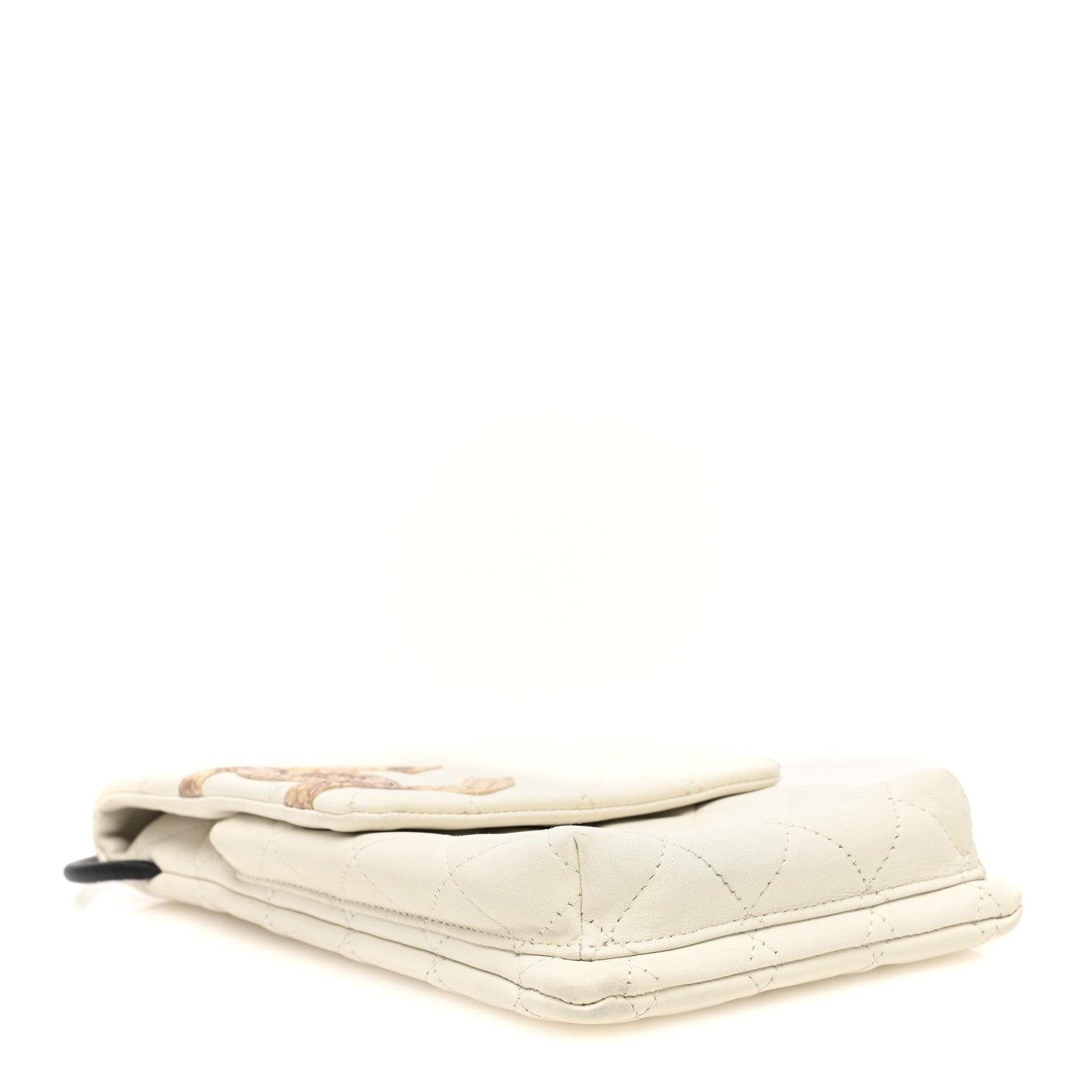 Chanel Calfskin Snakeskin Quilted Cambon Crossbody Bag White 4 of 10