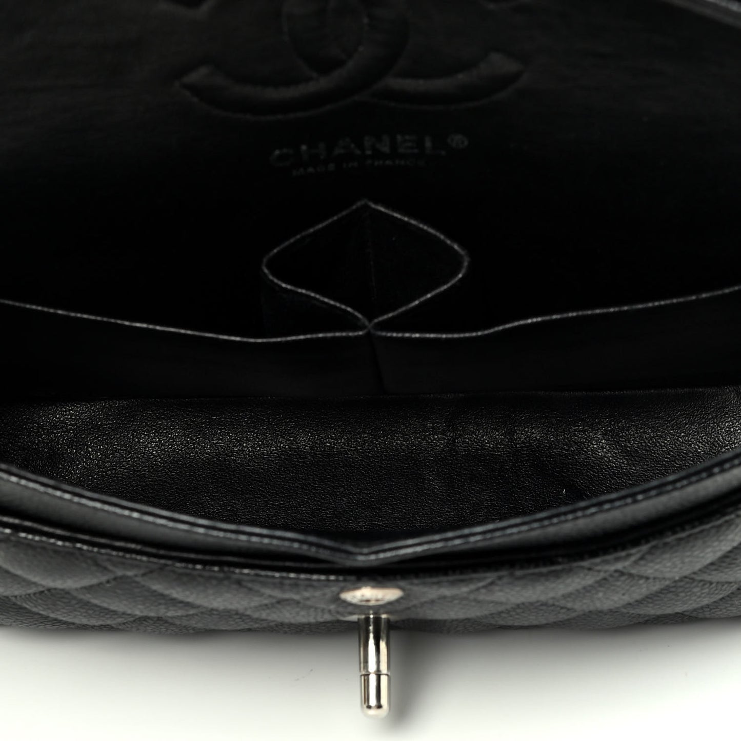 Caviar Quilted Small Double Flap Black
