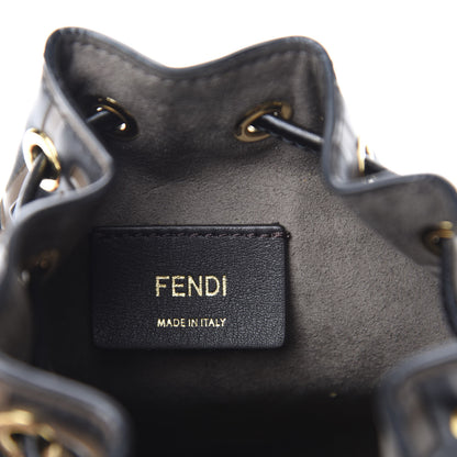 Fendi Vitello Liberty F is Fendi Bi-Color FF 1974 Embossed Mini Mon Tresor Bucket Bag Maya Black 9 of 12
