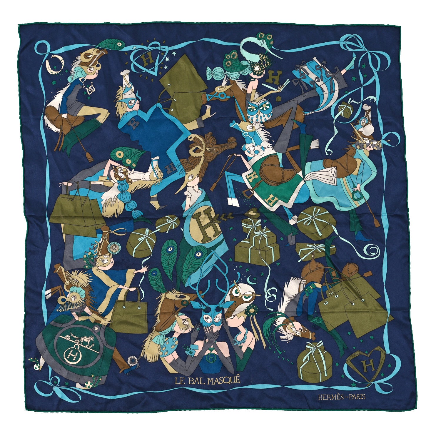 Hermes Silk Le Bal Masque Scarf 70 1 of 3