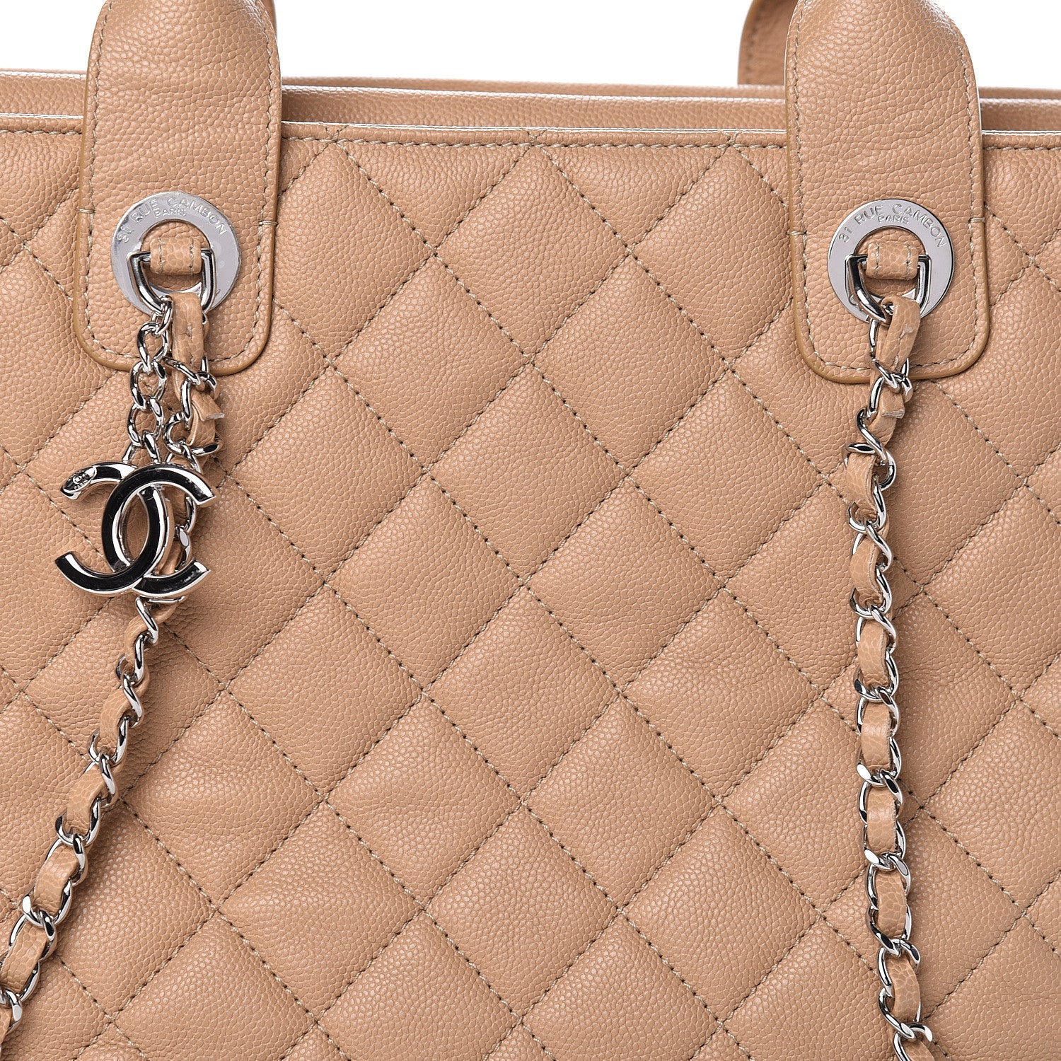 Chanel Caviar Quilted Large Urban Companion Top Handle Shopping Tote Beige 8 of 17