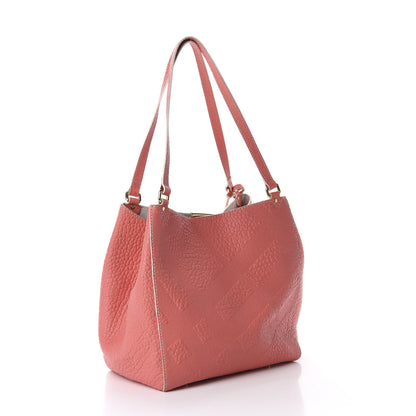 Burberry Signature Grain Calfskin Check Embossed Small Canterbury Tote Rose Pink 3 of 10