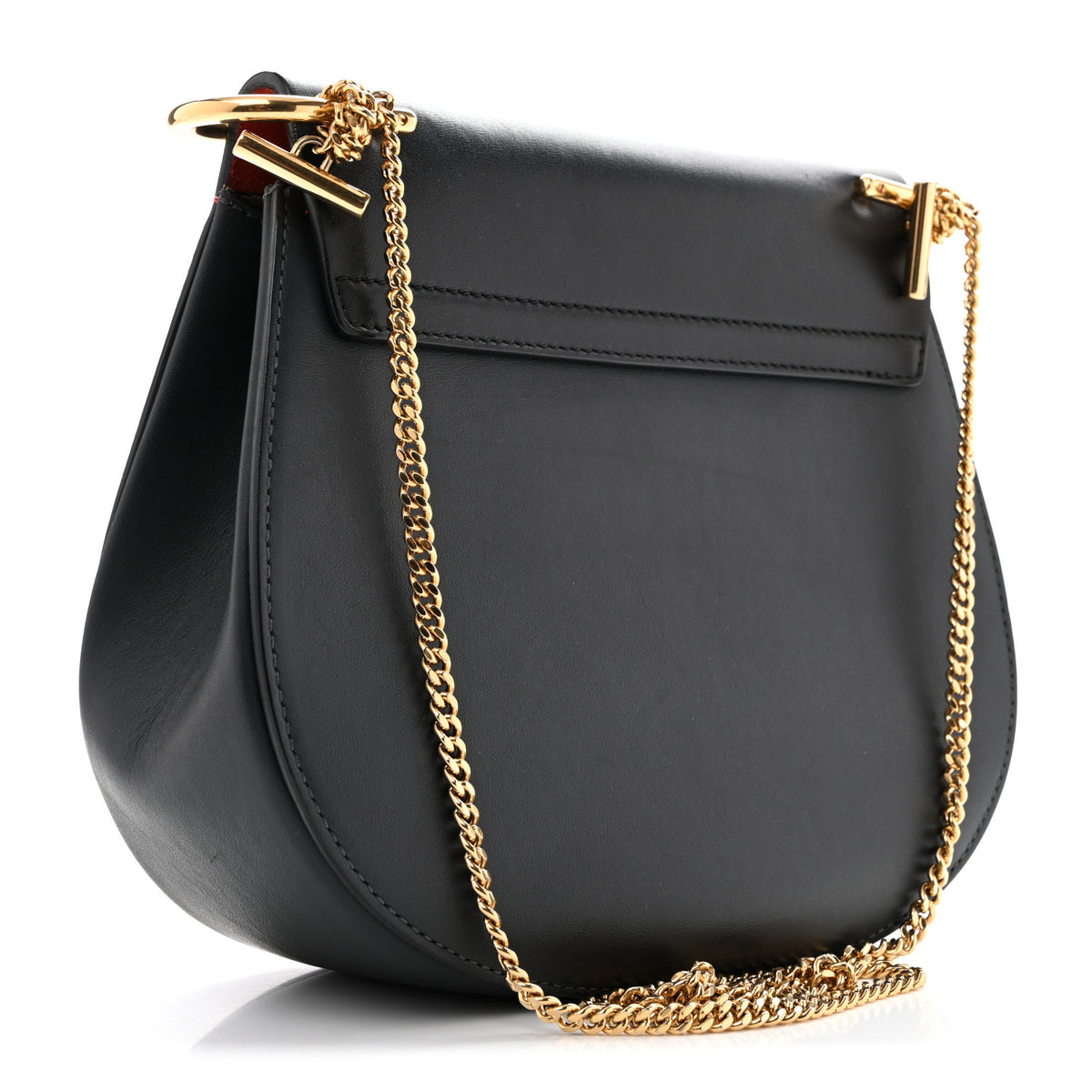 Suede Smooth Calfskin Drew Shoulder Bag Plaid Red Black