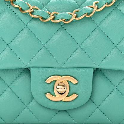 Chanel Lambskin Quilted Mini Rectangular Flap Turquoise 8 of 13
