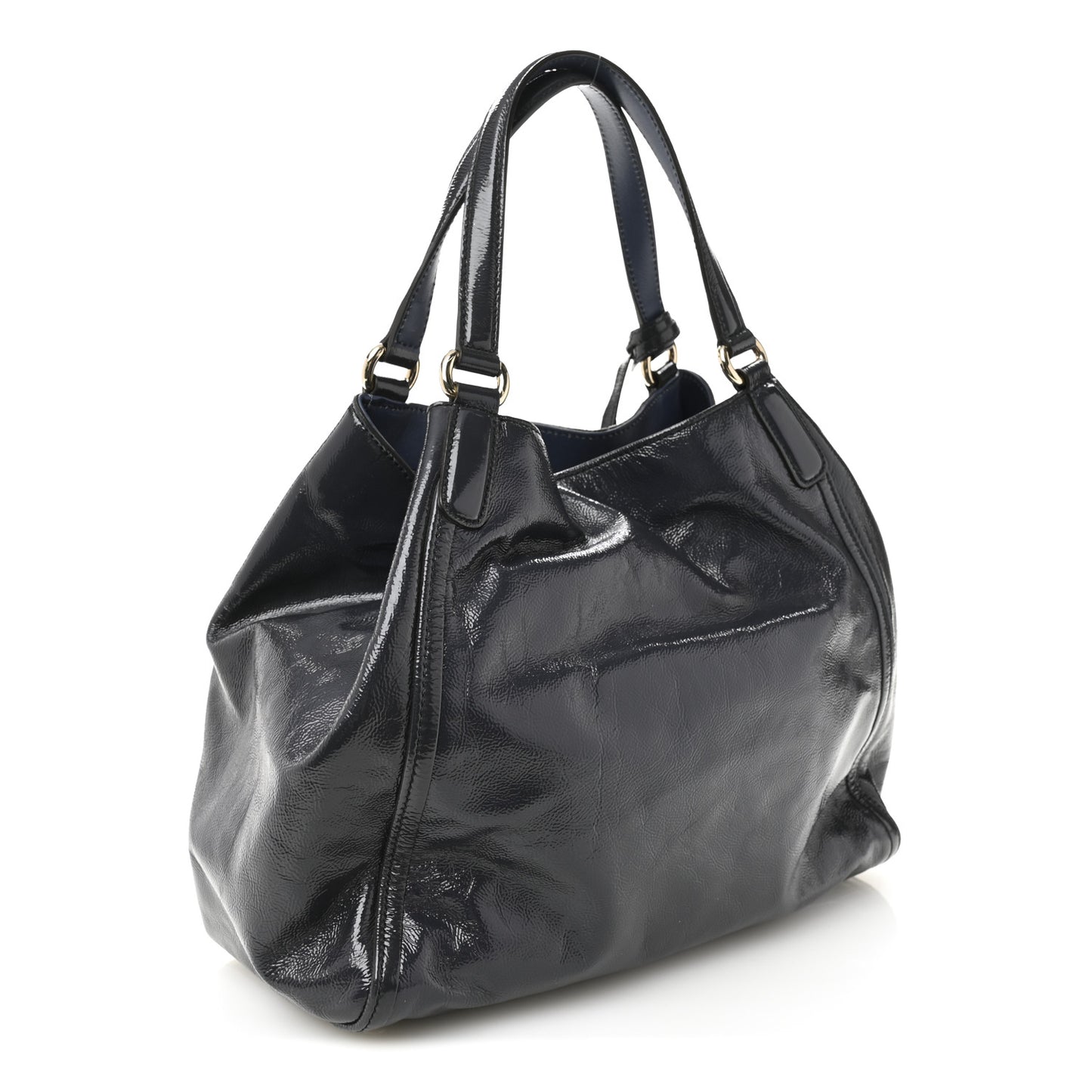 Vernice Naplack Medium Soho Shoulder Bag Uniform Blue