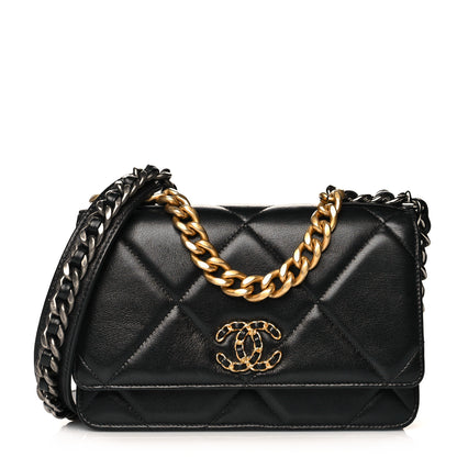 Chanel Lambskin Quilted Chanel 19 Wallet On Chain WOC Black 1 of 12