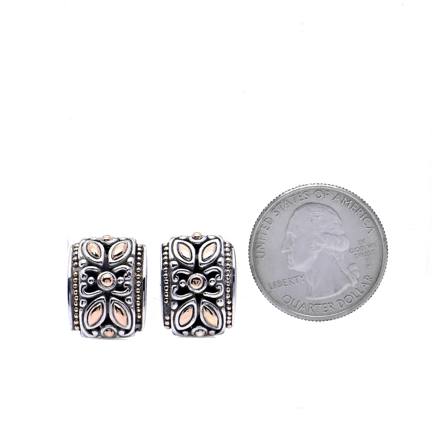 Sterling Silver 18K Yellow Gold Jaisalmer Omega Earrings