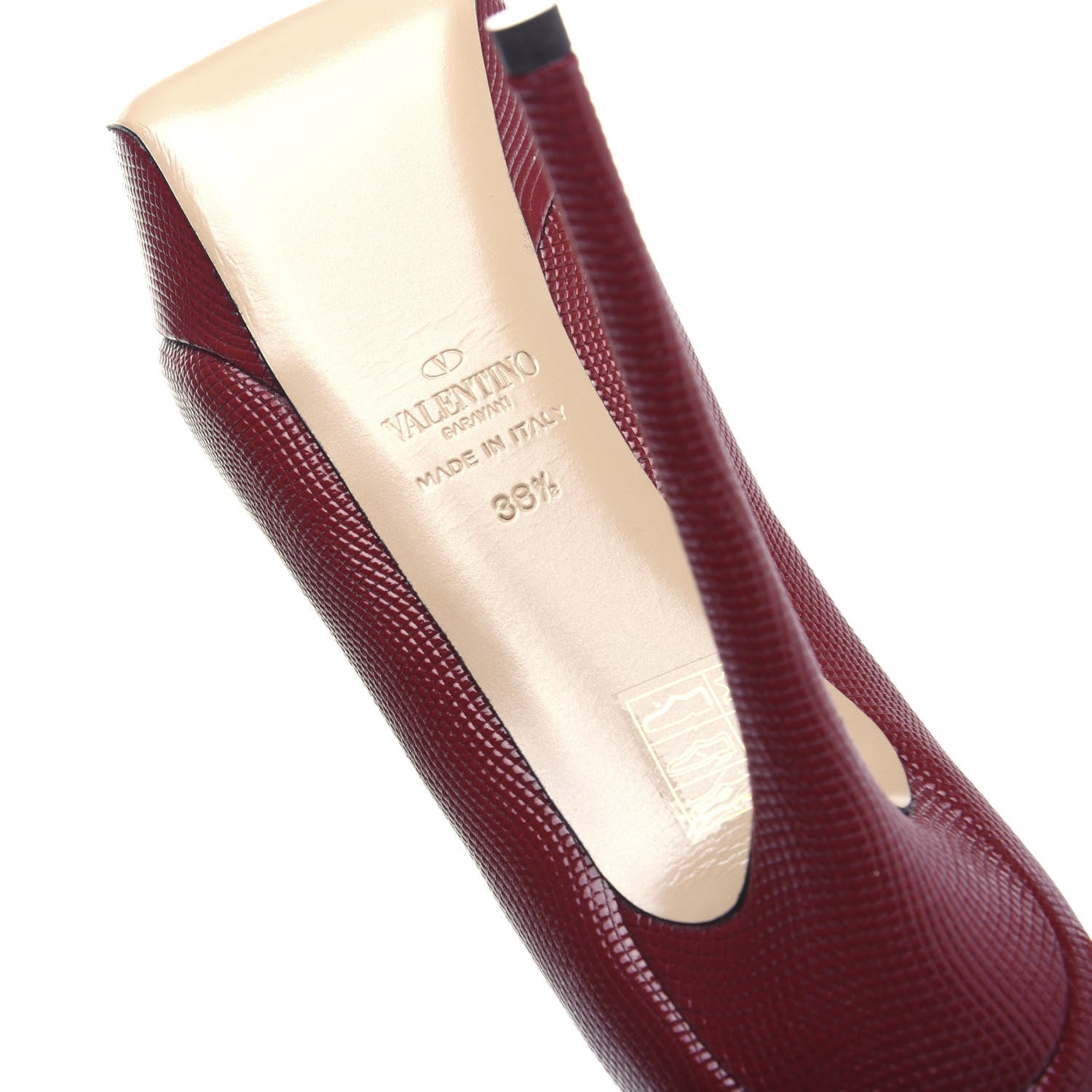 Valentino Garavani Patent Lizard Print Peep Toe 95/140mm Platform Pumps 38.5 Rosso 9 of 11