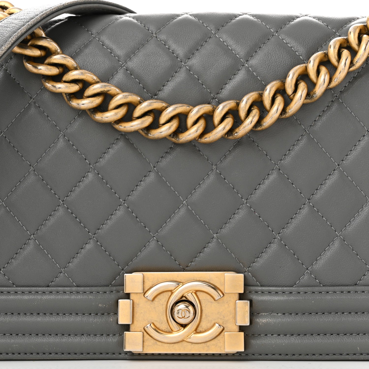 Chanel Lambskin Quilted Medium Boy Flap Grey 8 of 14