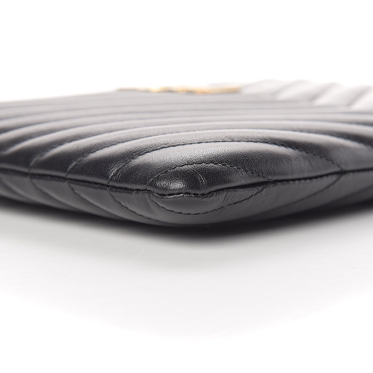 Calfskin Matelasse Chevron Monogram A5 Wristlet Black