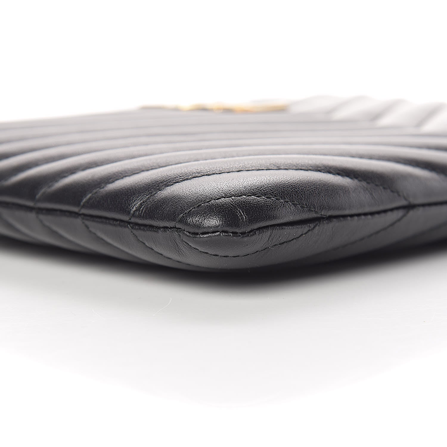 Saint Laurent Calfskin Matelasse Chevron Monogram A5 Wristlet Black 9 of 12