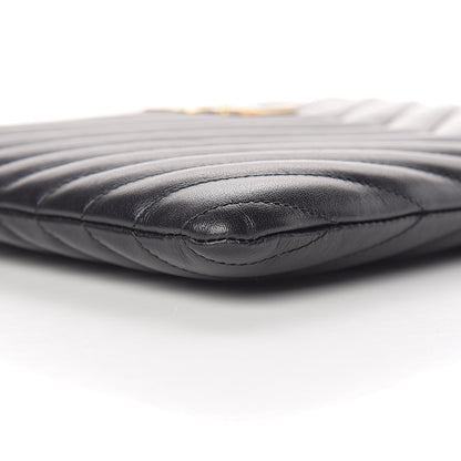 Saint Laurent Calfskin Matelasse Chevron Monogram A5 Wristlet Black 9 of 12