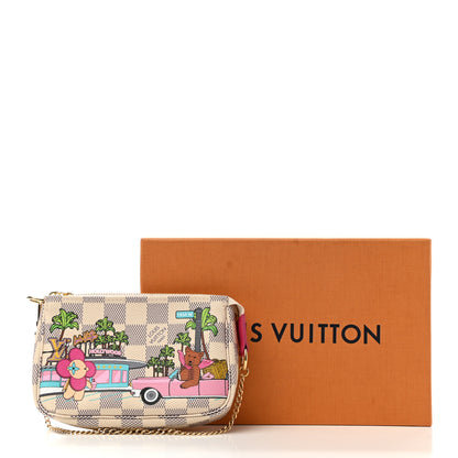 Louis Vuitton Damier Azur 2021 Christmas Animation Hollywood Mini Pochette Accessories Fuchsia 8 of 8