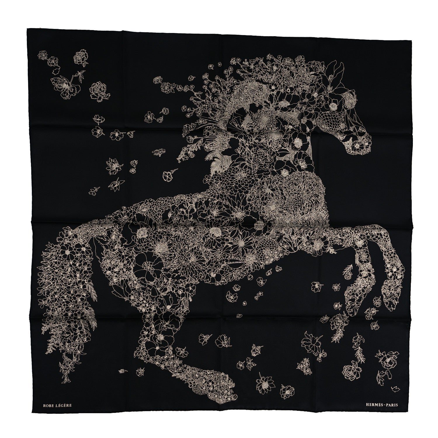Hermes Silk Robe Legere Scarf 90 Black White 1 of 4