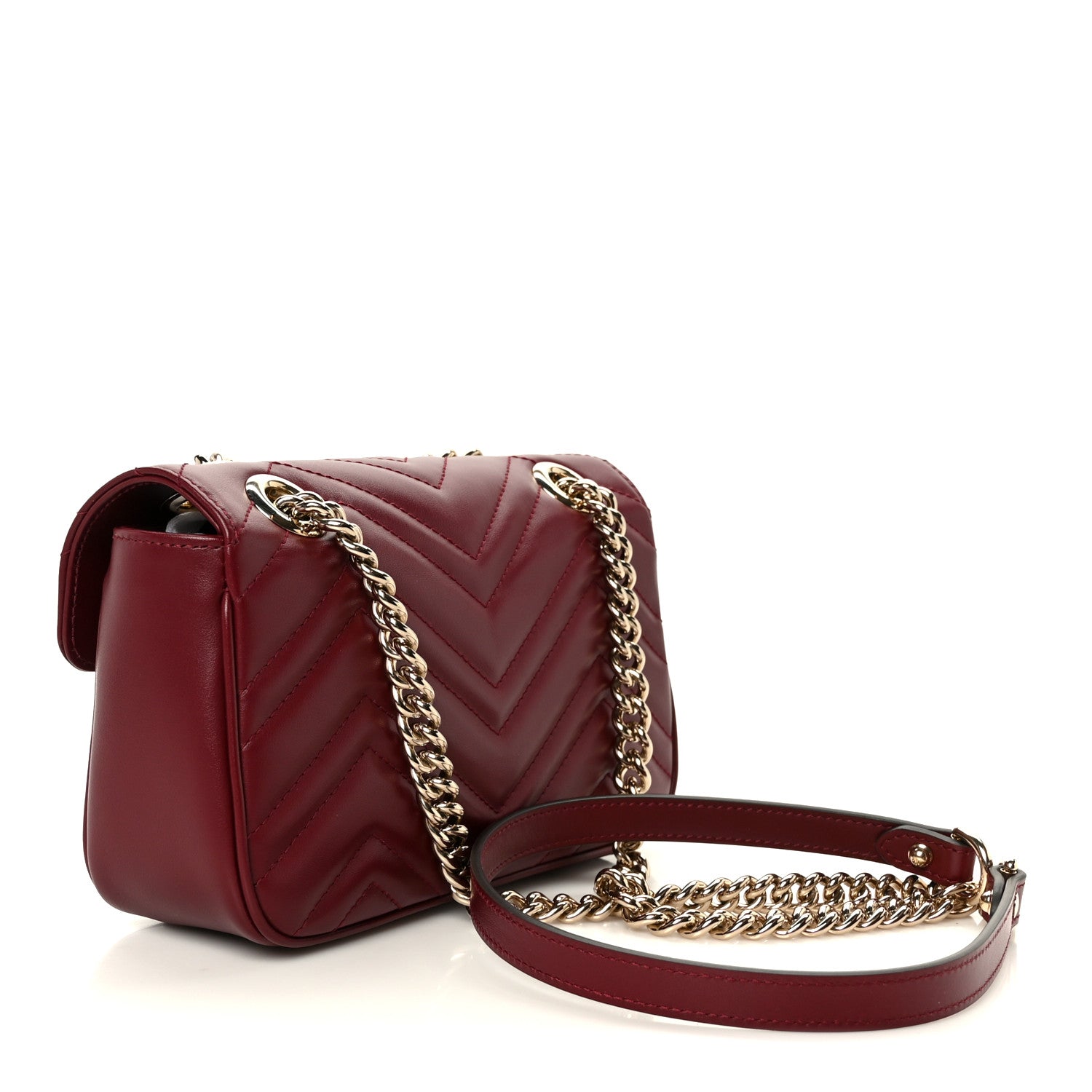 Gucci Calfskin Matelasse Mini GG Marmont Shoulder Bag Rosso Ancora 3 of 11