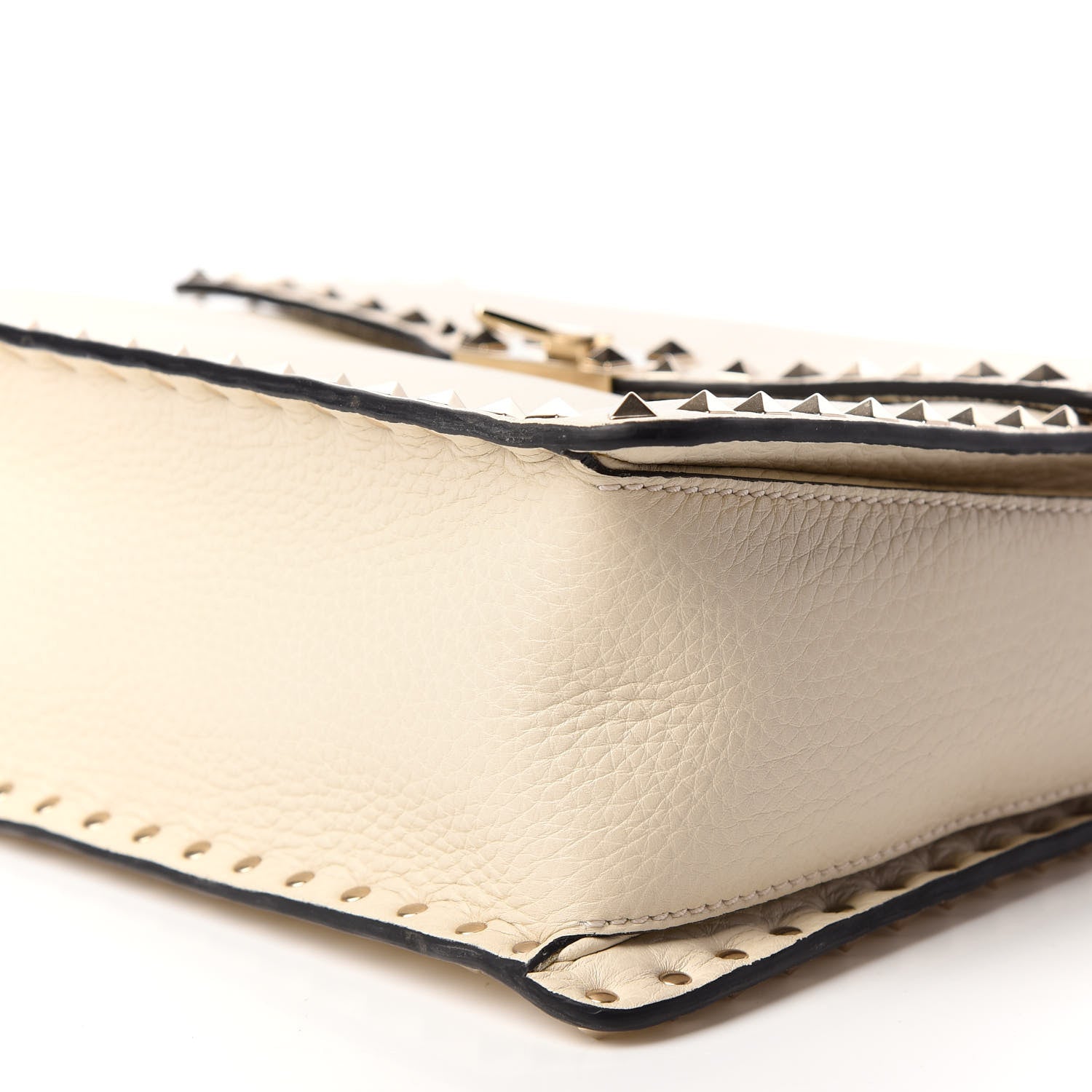 Valentino Garavani Grained Calfskin Rockstud Top Handle Flap Shoulder Bag Light Ivory 9 of 9