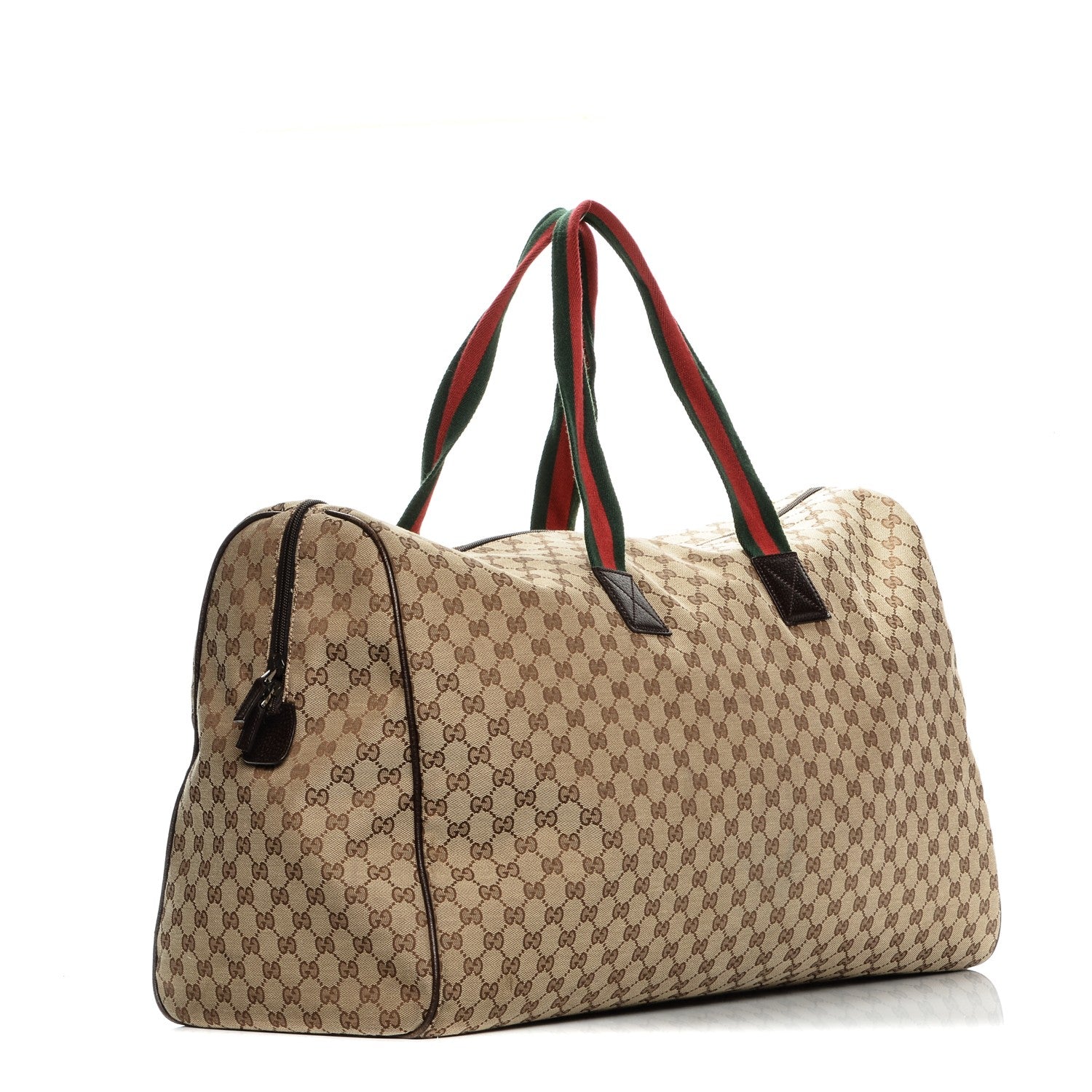 Gucci GG Monogram Web Large Collapsible Carry On Duffle Beige Brown 3 of 9