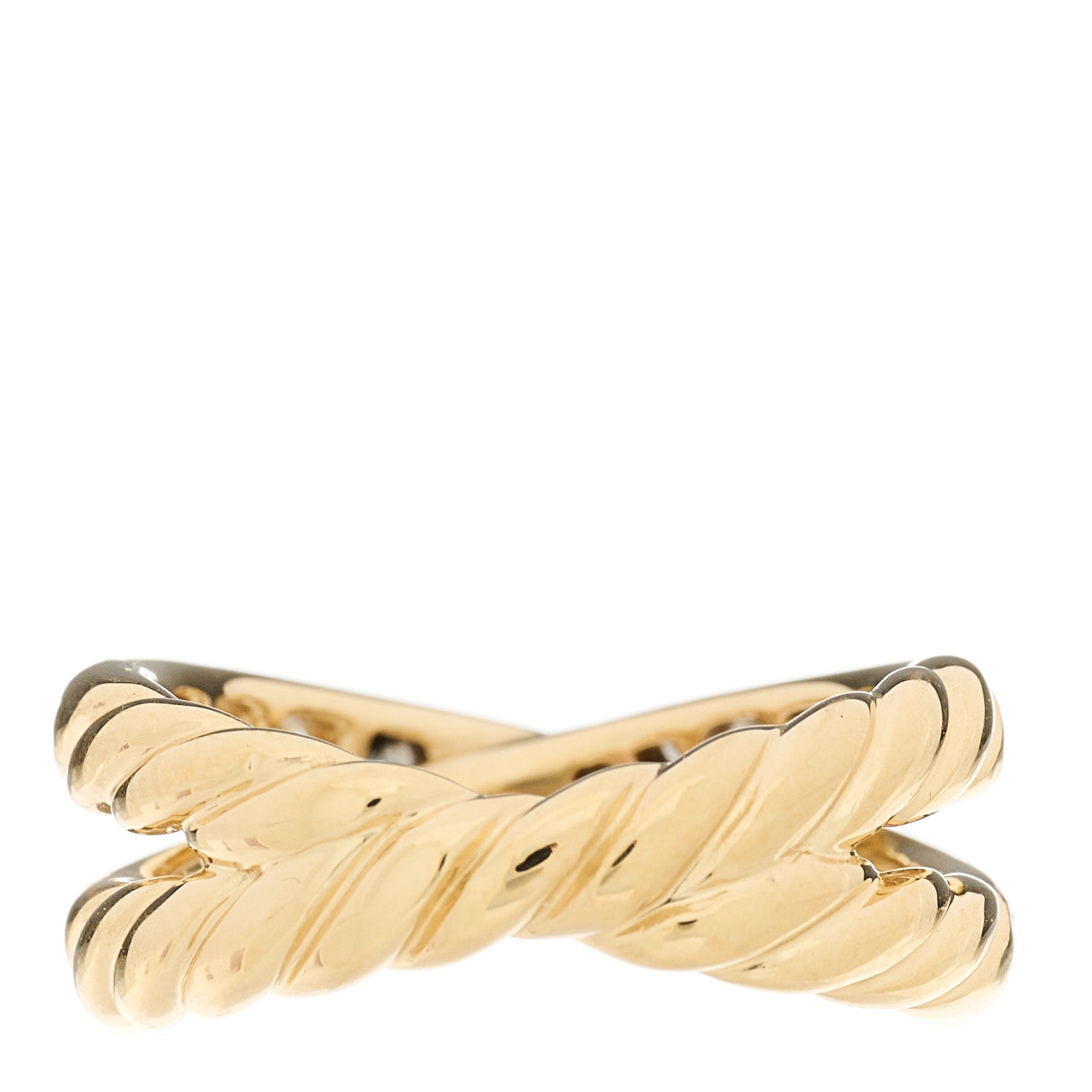 18K Yellow Gold Diamond 8mm Crossover Band Ring 52 6