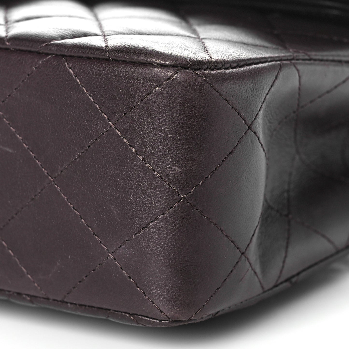 Lambskin Quilted Small Double Flap Dark Brown