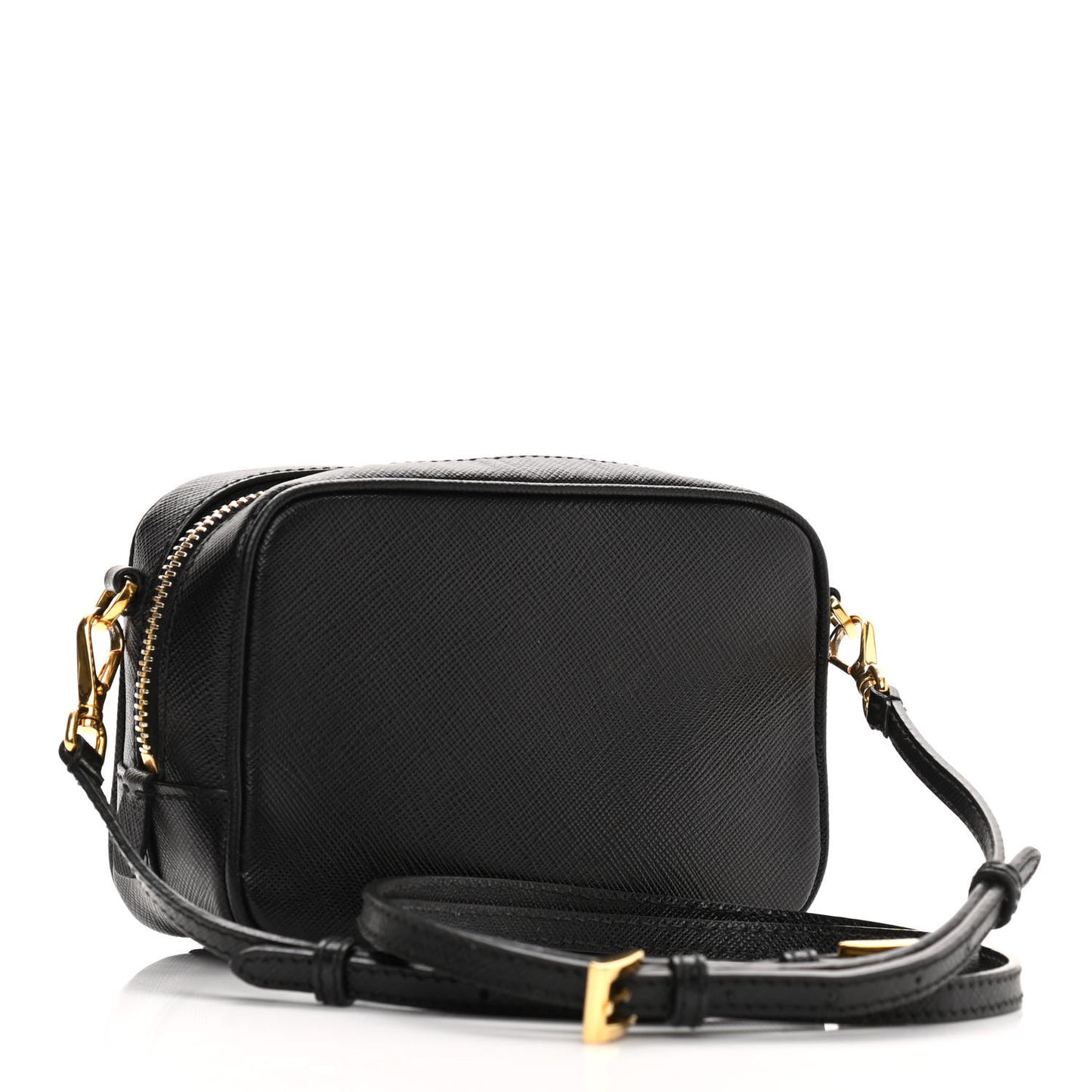 Saffiano Lux Small Camera Crossbody Bag Black