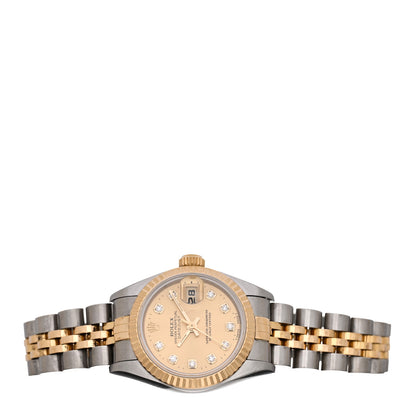 Rolex Stainless Steel 18K Yellow Gold Diamond 26mm Oyster Perpetual Datejust Watch Champagne 69173 2 of 5