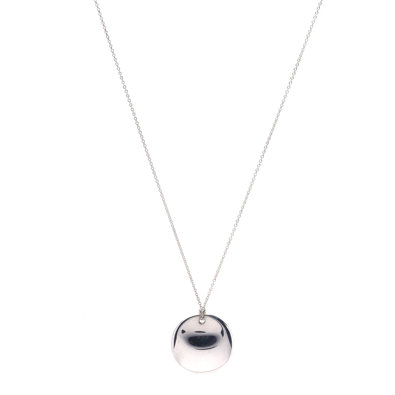 Tiffany Sterling Silver Elsa Peretti Round Disc Pendant Necklace 1 of 6