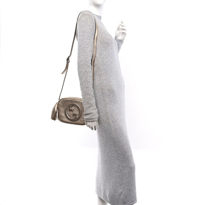 Gucci Metallic Sakai Be Green Calfskin Diagonal Stitched Small Blondie Shoulder Bag Golden Beige 2 of 9