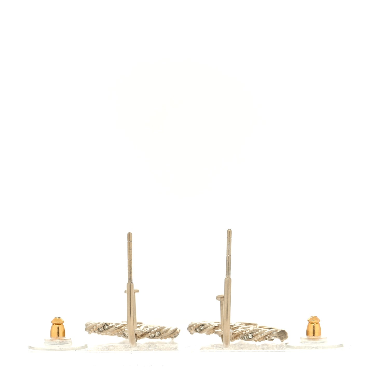 Crystal Twisted CC Drop Earrings Gold
