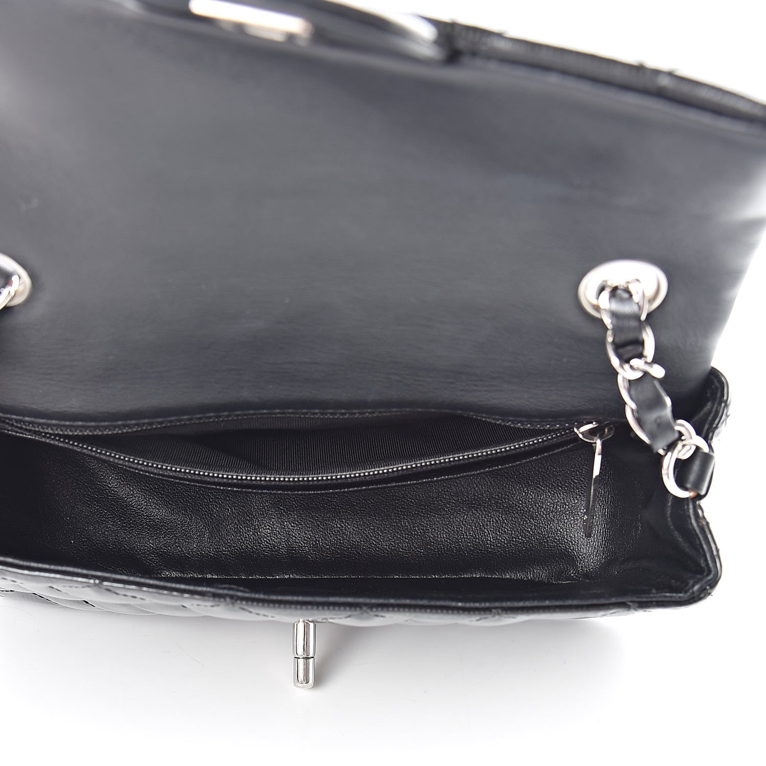 Chanel Striated Patent Calfskin Quilted Mini Rectangular Flap Dark Gray 5 of 10