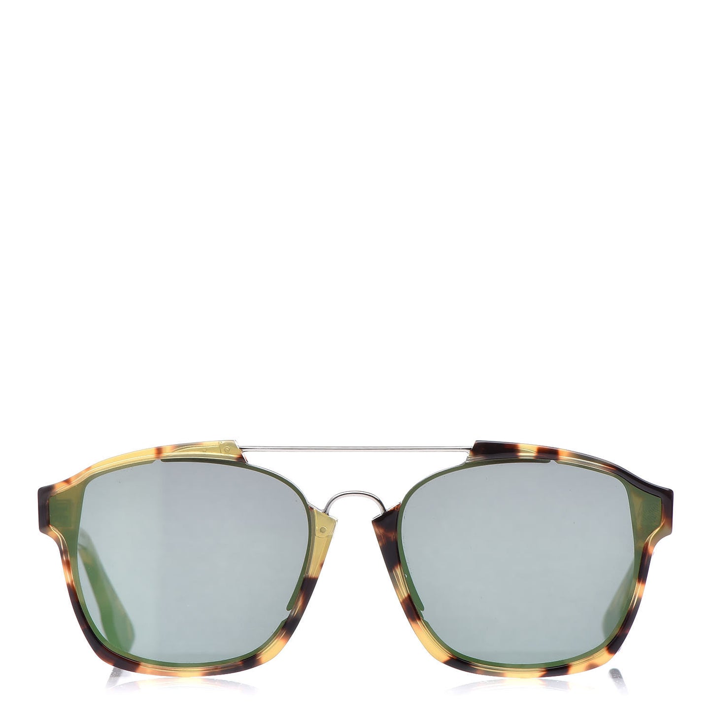 Abstract Square Mirrored Sunglasses Spotted Havana Green