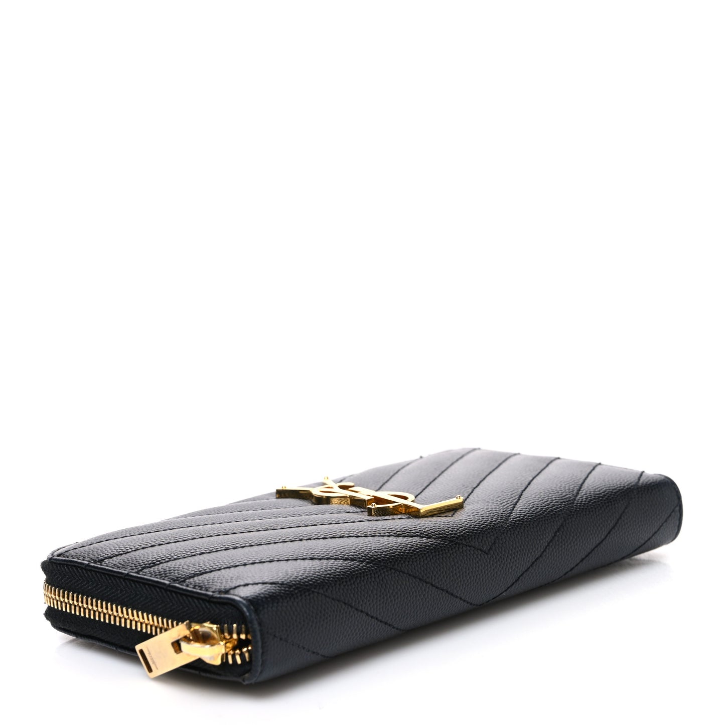 Grain De Poudre Matelasse Chevron Monogram Zip Around Wallet Black