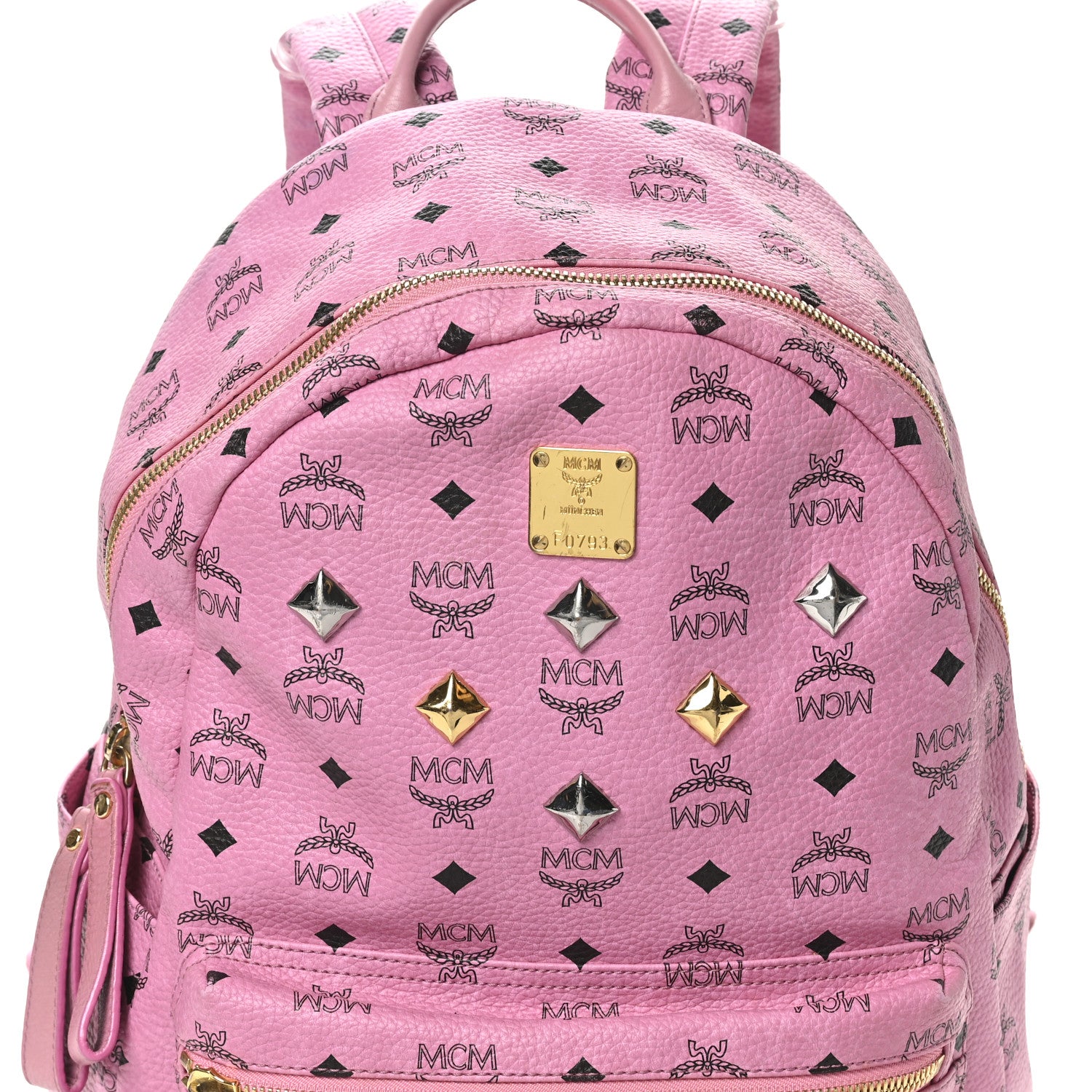 MCM Visetos Medium Sprinkle Stud Stark Backpack Pink 7 of 9