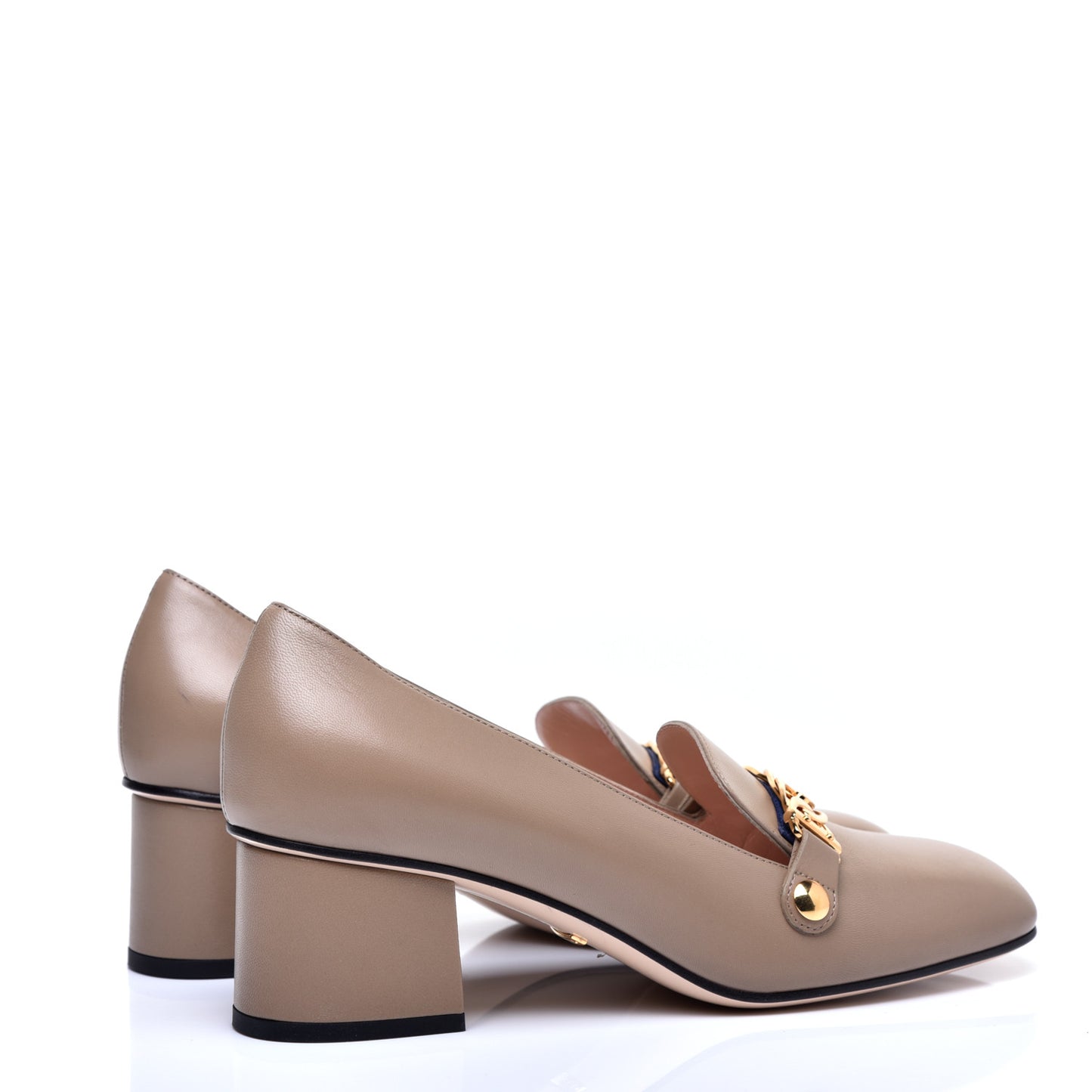 Malaga Kid Sylvie Web Chain Mid Heel Loafers 39 Mud