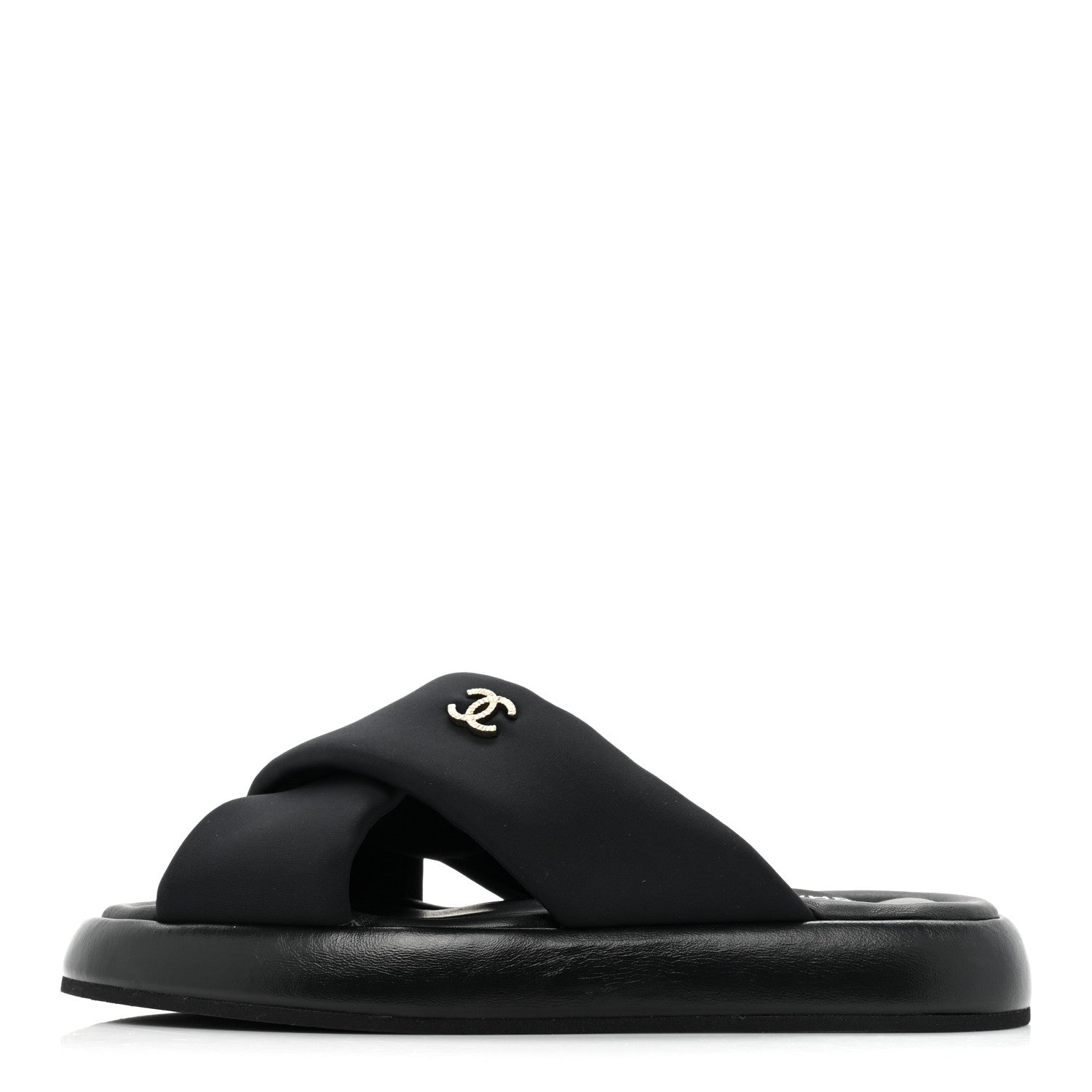 Chanel Fabric CC Mules Sandals 37 Black 1 of 9
