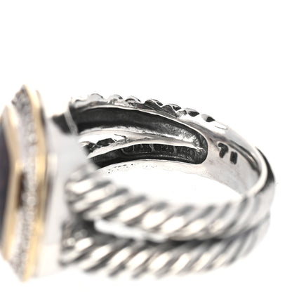 David Yurman Sterling Silver 18K Yellow Gold Diamond Garnet 11mm Albion Ring 54 7 5 of 5
