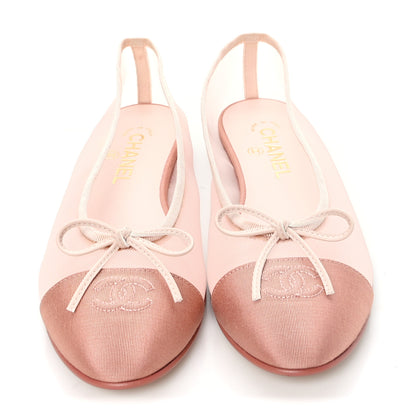 Chanel Mesh Grosgrain CC Cap Toe Ballerina Flats 39  Light Pink Dark Pink 3 of 9
