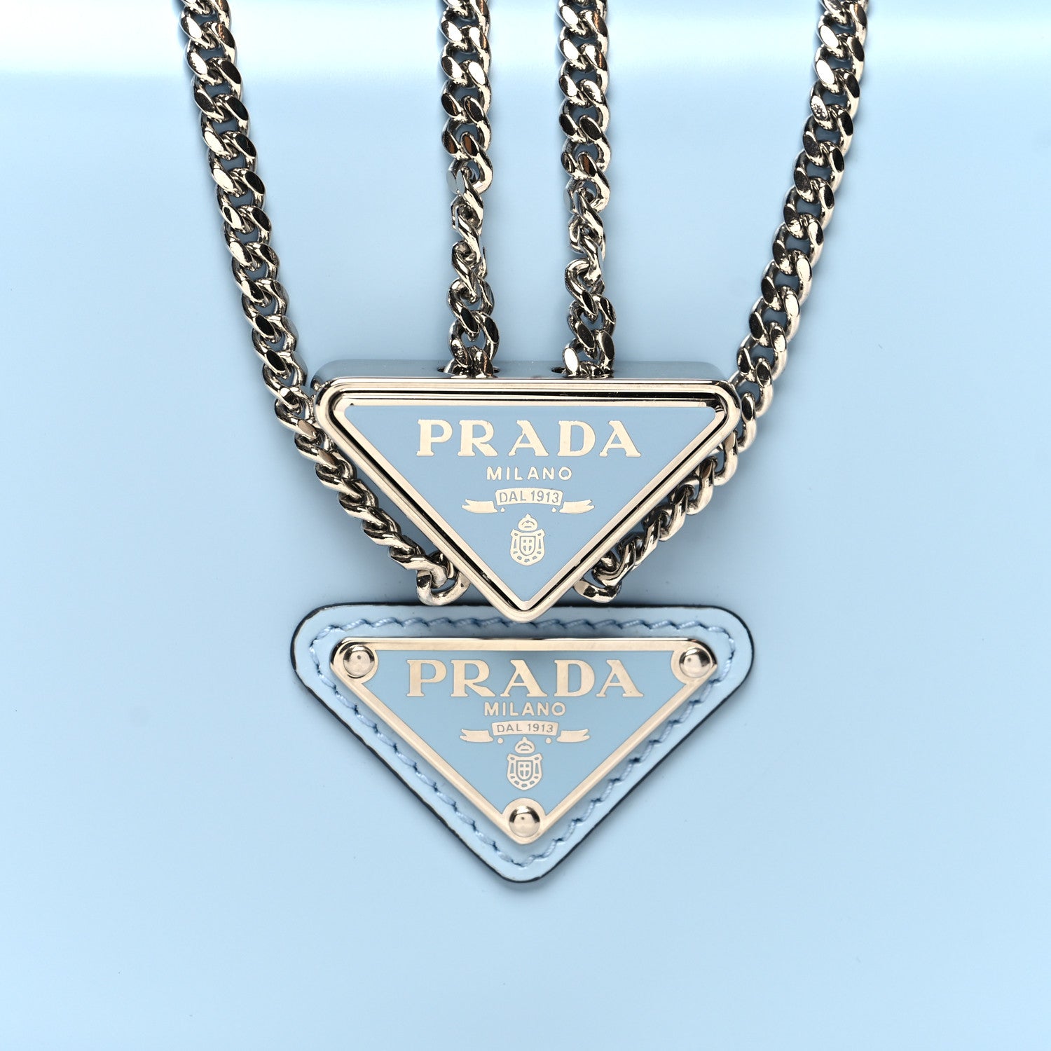 Prada Spazzolato Flap Slide Chain Shoulder Bag Celeste 7 of 11